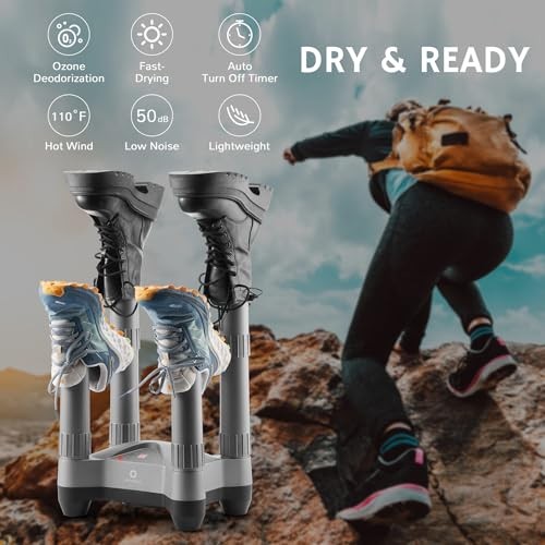 SD20 Boot Dryer, Shoe Warmer with Ozone Deodorization Heat Blower Grey