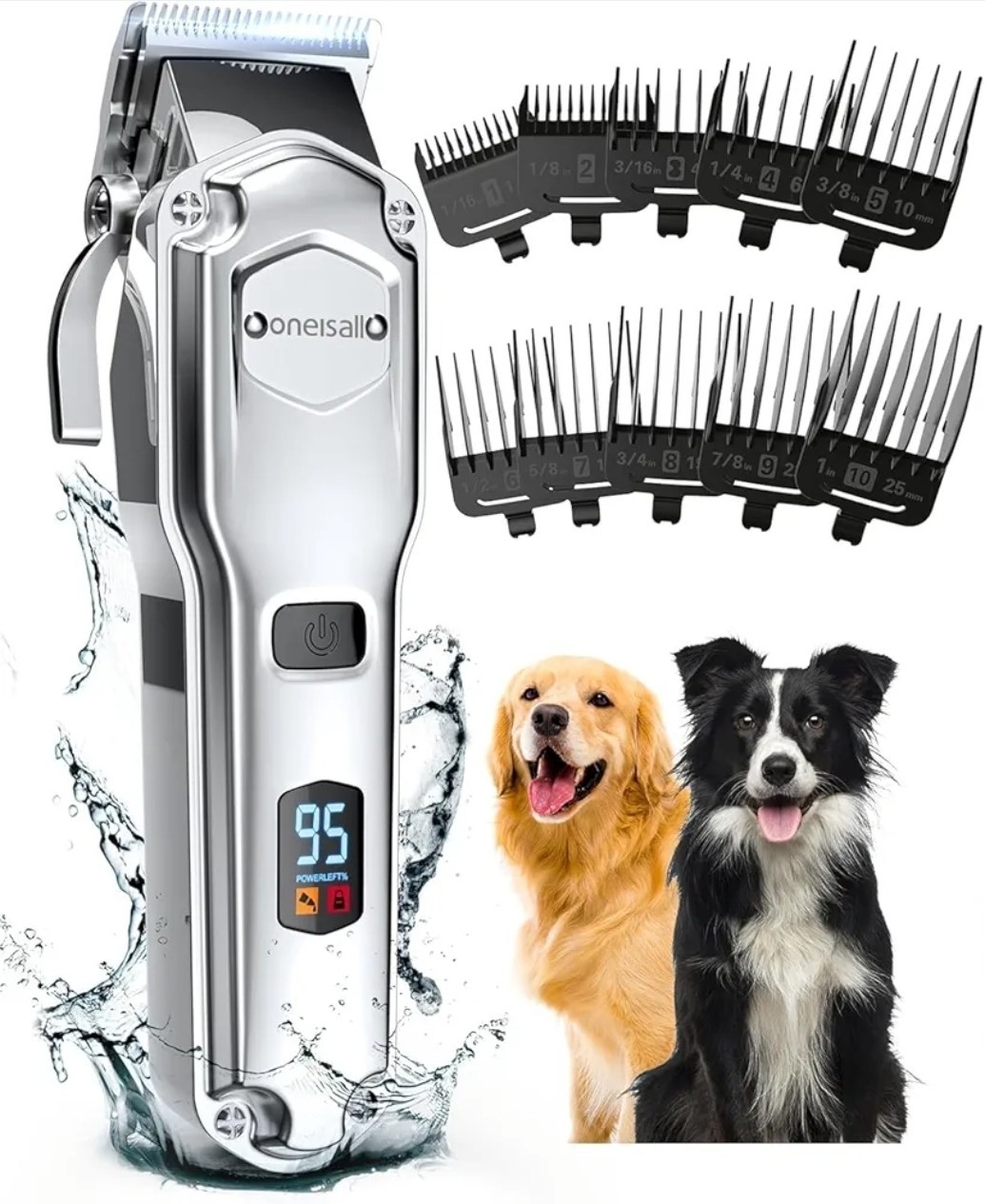 Oneisall Dog Clippers Cordless Low-Noise Grooming Shaver for Thick Coats PetsMax