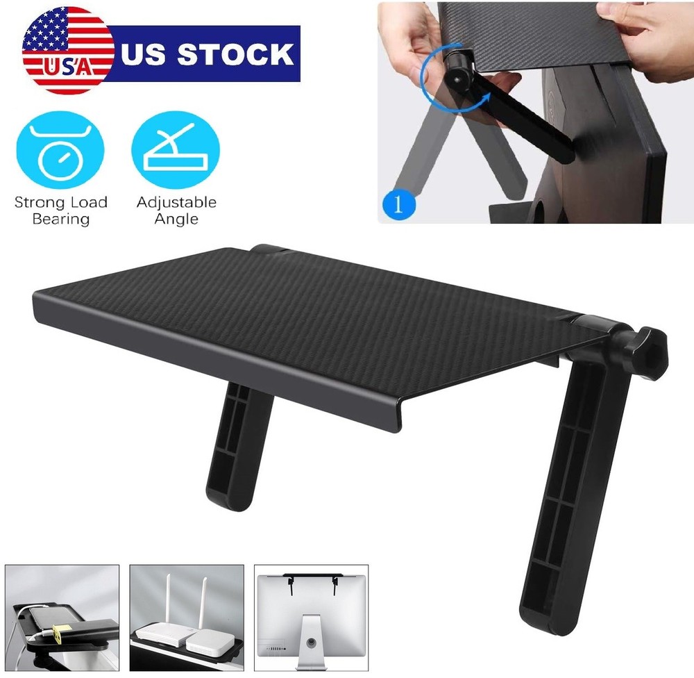 TV Computer Screen Caddy Top Shelf Desktop Stand Adjustable Storage Rack Holder