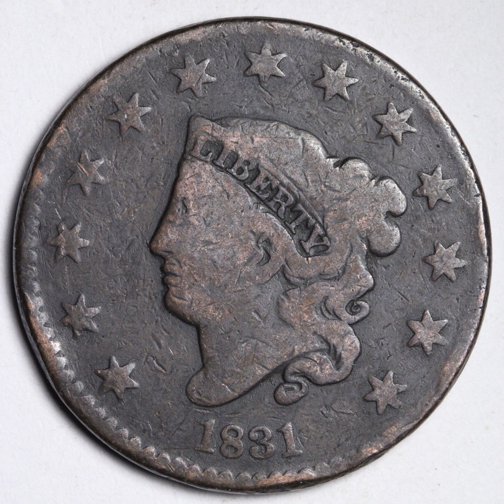 1831 Coronet Head Large Cent CHOICE FINE E128 JCH
