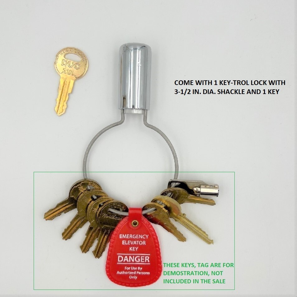 Locking Key Ring to Prevent Unauthorized Key Removal, Key-Trol Chrome Plated