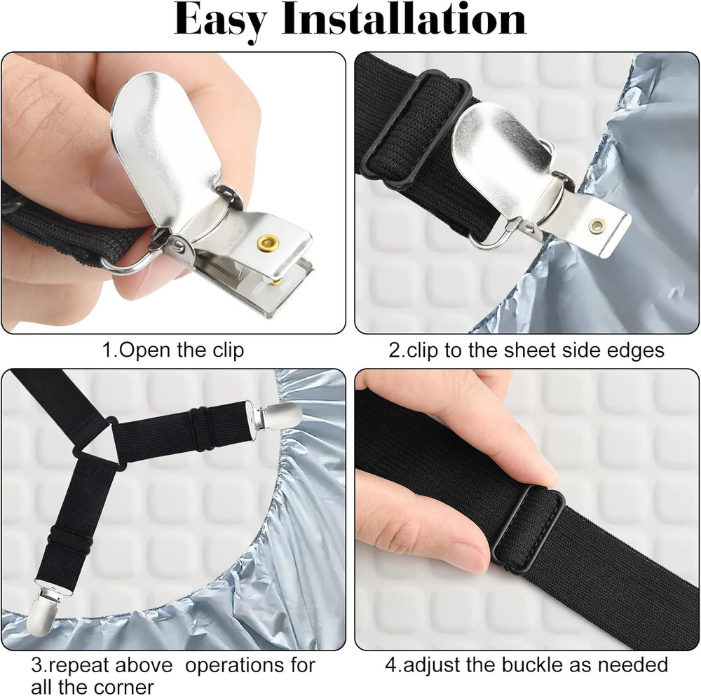 Bed Sheet Fasteners Straps - 4 Pack Adjustable Bed Sheet Holder Strap for Beddin