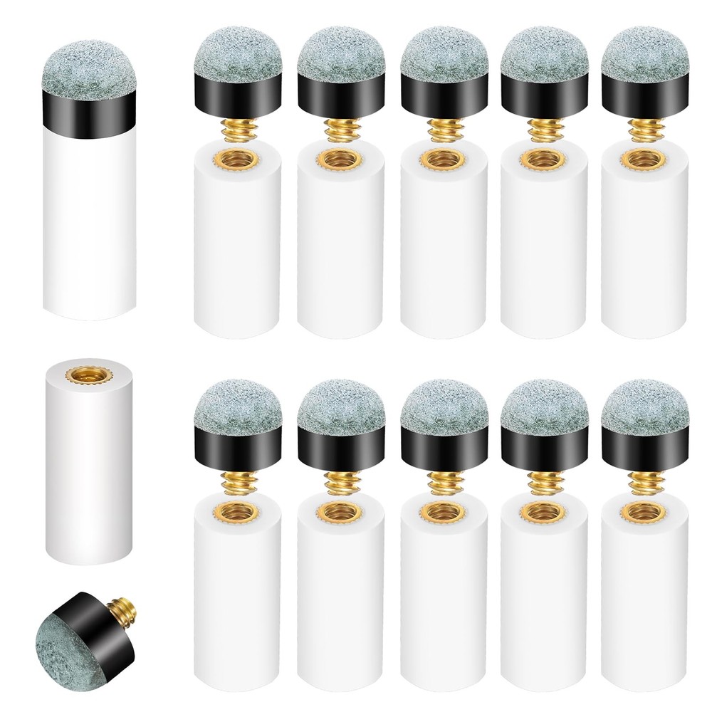 10 Sets 12mm Screw On Billiard Cue Tips Replacement Pool Cue Stick Ferrules