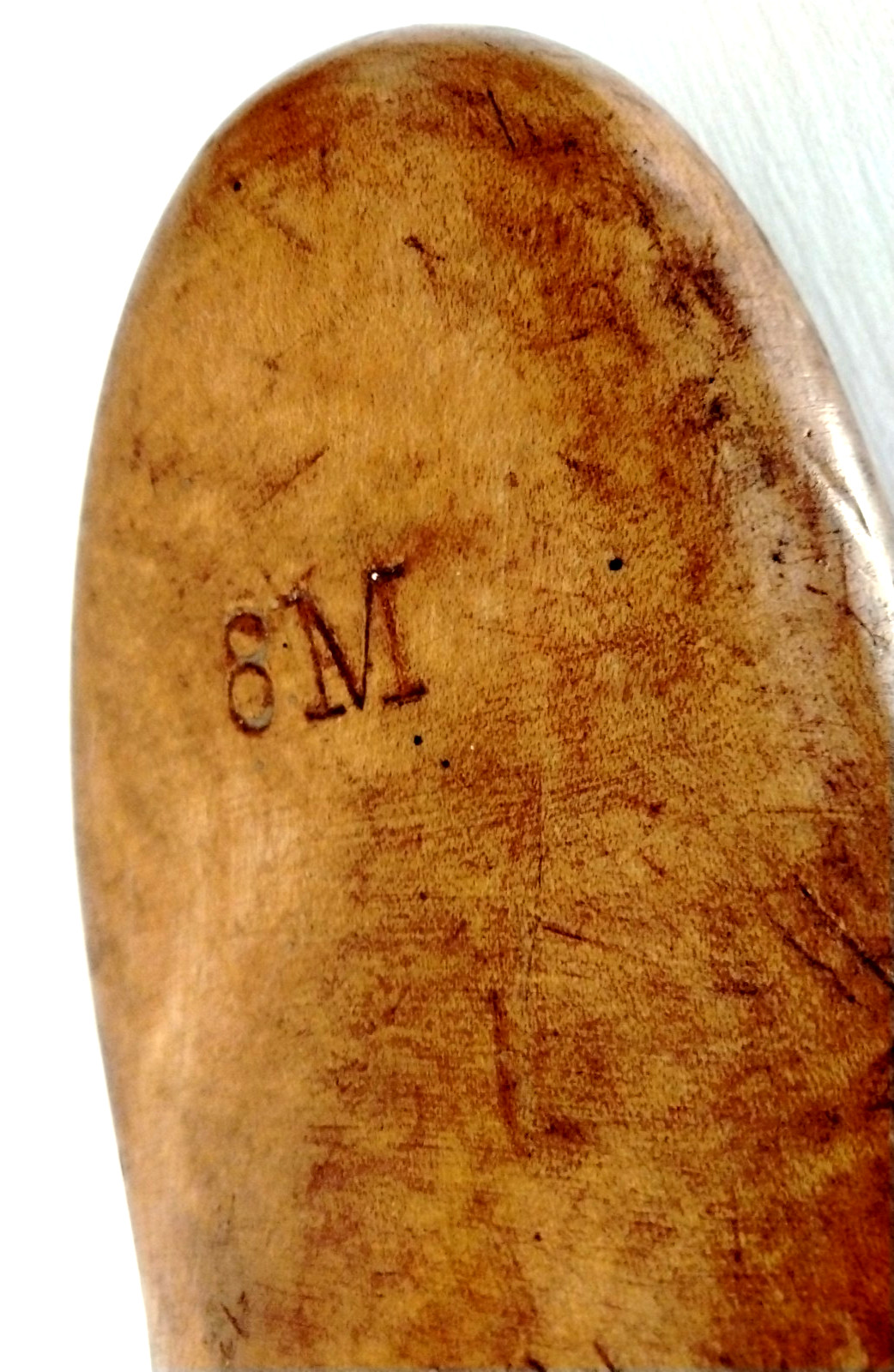 Antique Wood Shoe Mold 8M Industrial Cobbler Form Last #97 STUART Cognac Patina