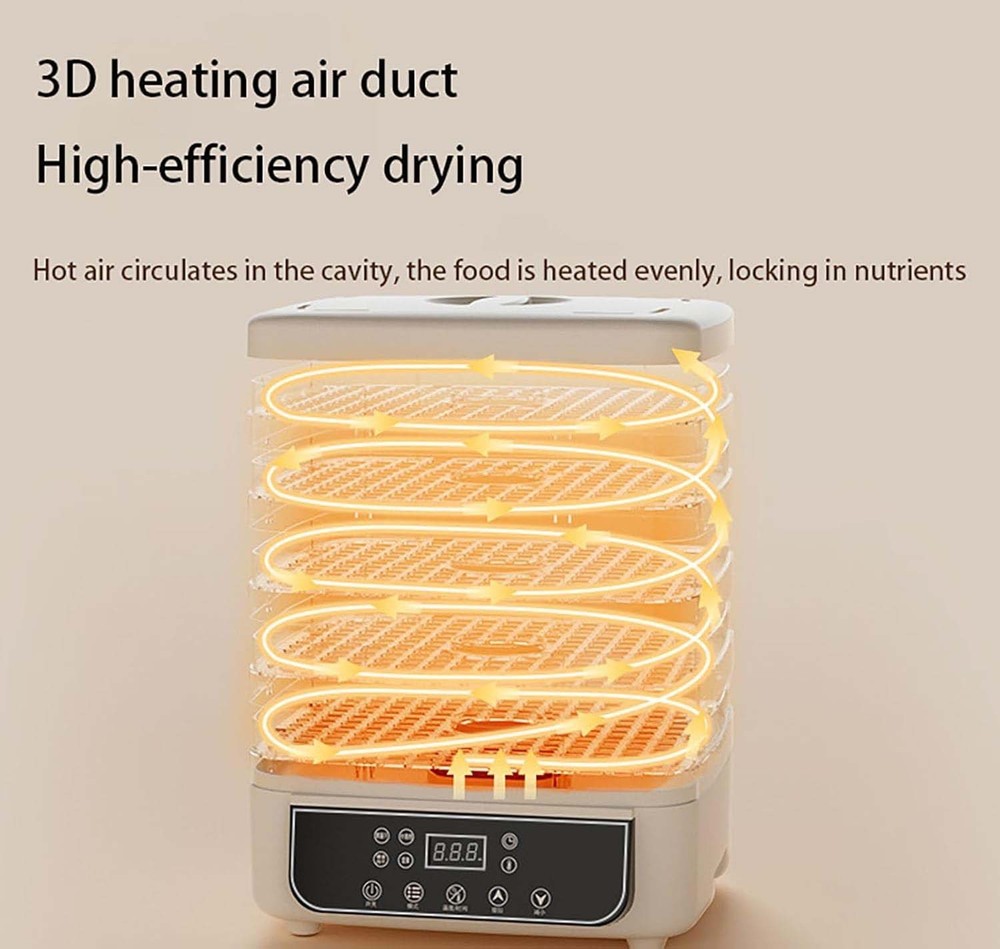 5 Trays Food Dehydrator Machine Digital Adjustable Timer 160W Jerky Fruit Drying