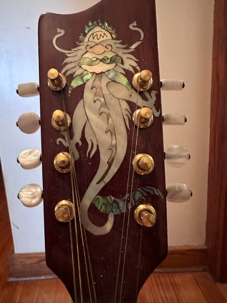 Antonio Tsai acoustic mandolin, dragon designs, missing string, slight damage