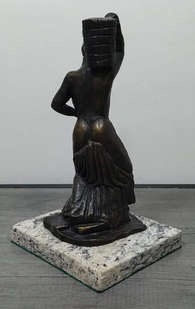 MANOLO HUGUE BRONZE SCULPTURE " MUJER CAMINO A LAVAR " SIGNED AND NUMBERED