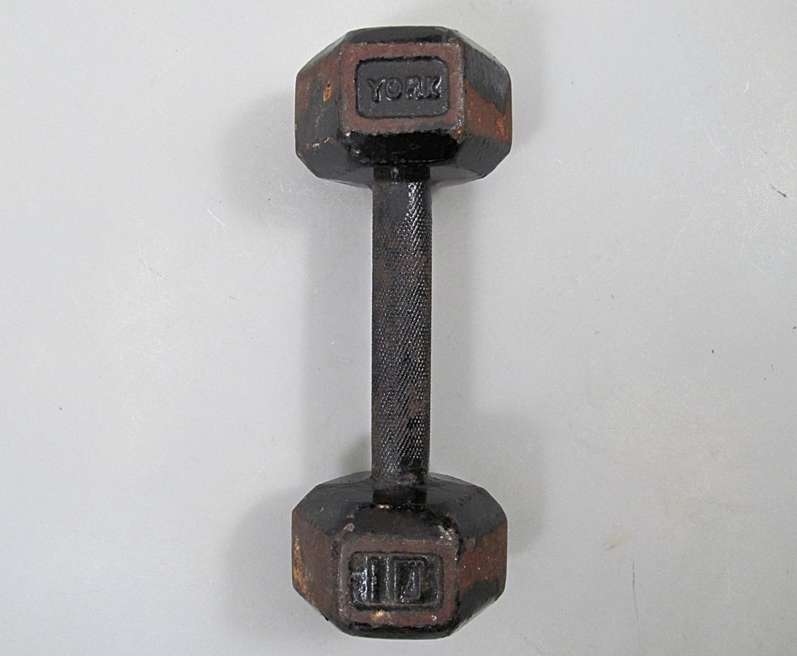 Vintage York 10 lb Cast Iron Hex Dumbbell