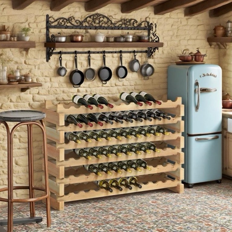 Stackable Modular Wine Rack 6-Tier 72 Bottles Freestanding Solid Pine Wood New