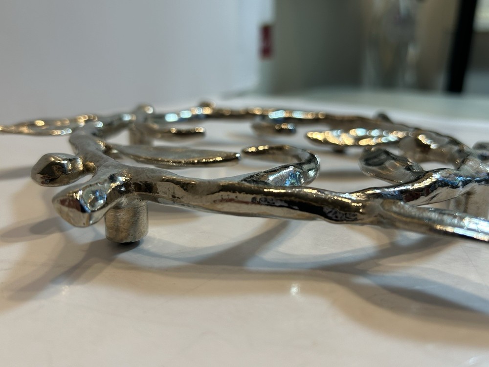 Michael Aram Leaf Vine Collection Silver Plated Trivet Skid Resistant Bottom