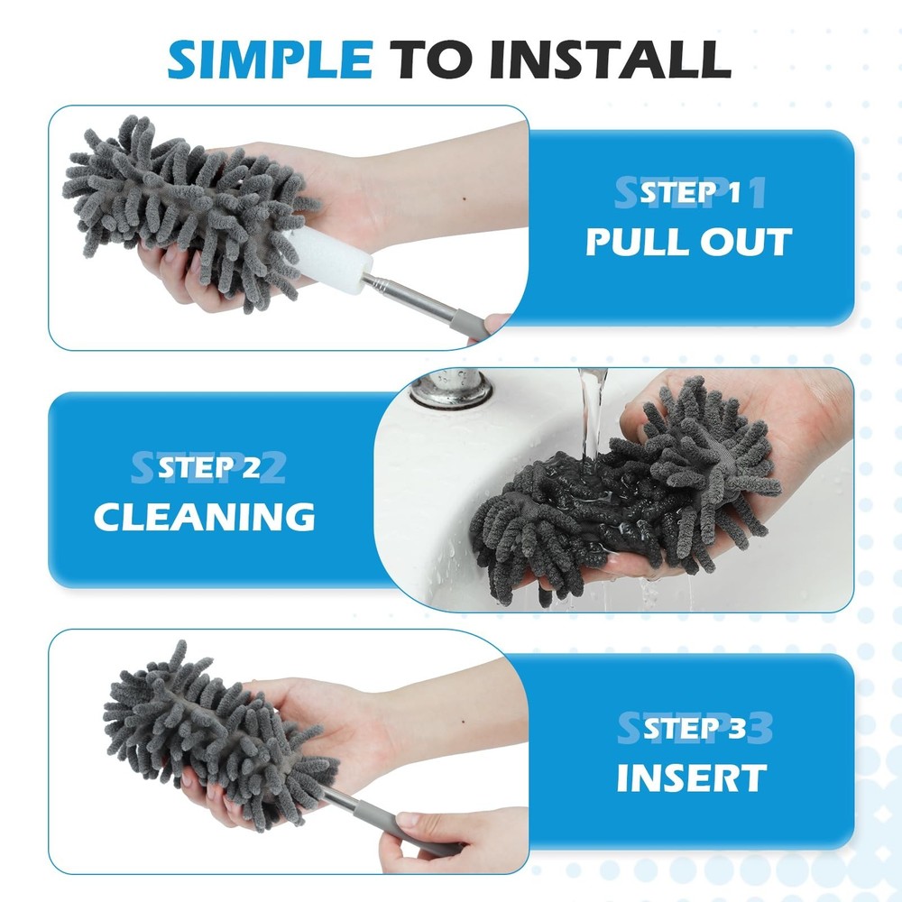 12 Pack High Duster with Extension Pole, Reusable & Washable Feather Duster, ...