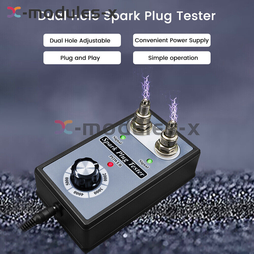 Dual Hole 12V Car Spark Plug Tester Ignition Plug Analyzer Diagnostic Detector U