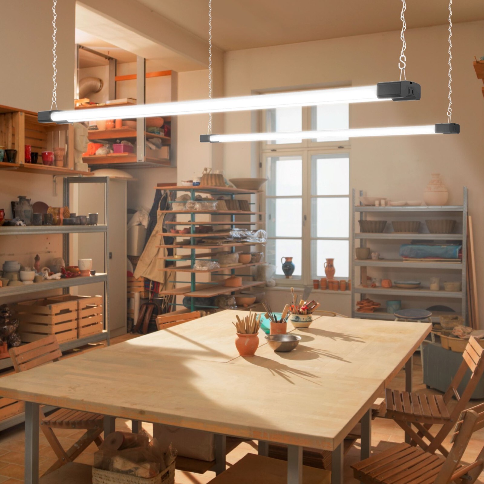 4 FT LED Shop Light Linkable 40W 5000K Daylight White 4000 Lumens Inline Switch