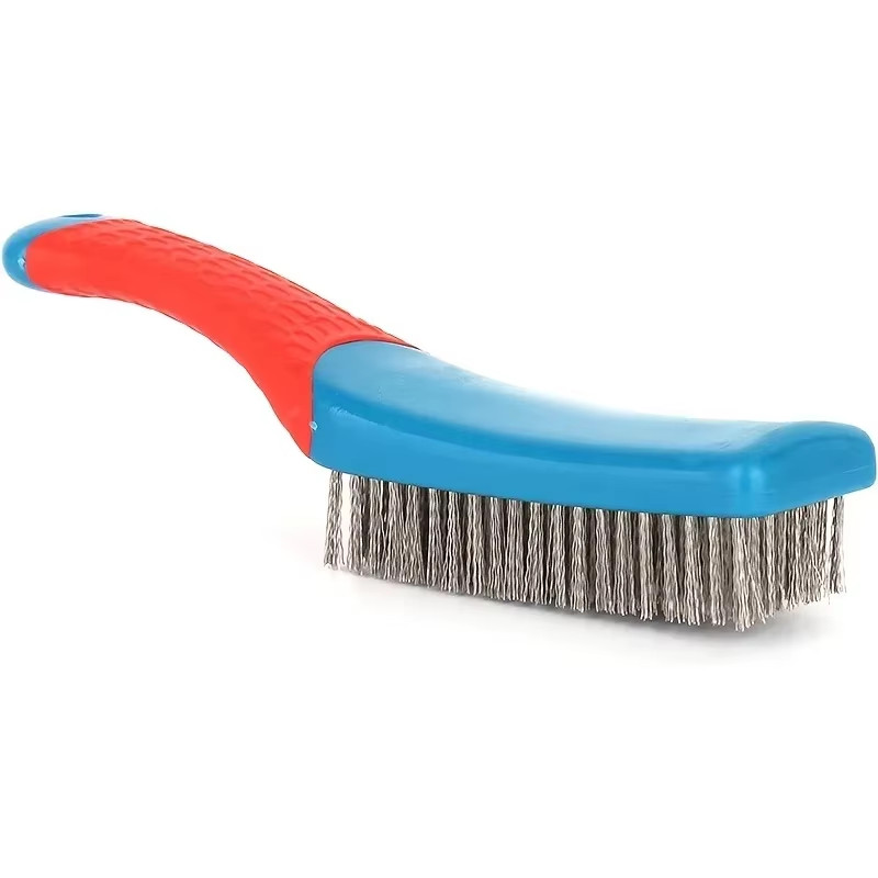 Heavy-Duty Wire Brush with Stainless Bristles & Plastic Handle for Rust Removal