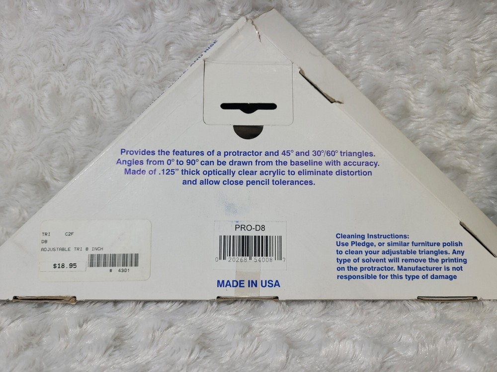 8 Inch Adjustable Trig 3 Scale Ruler Drafting Triangle Engineering