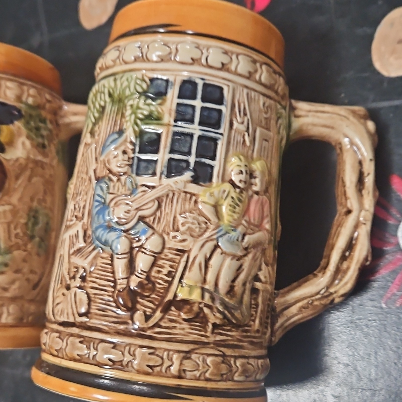 Set of 3 vintage German-themed beer steins made in Japan