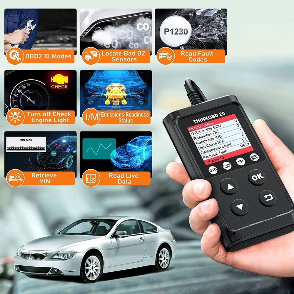 USED Thinkcar Thinkobd 20 Code Reader Clear Engine Fault Light OBD Reader USA