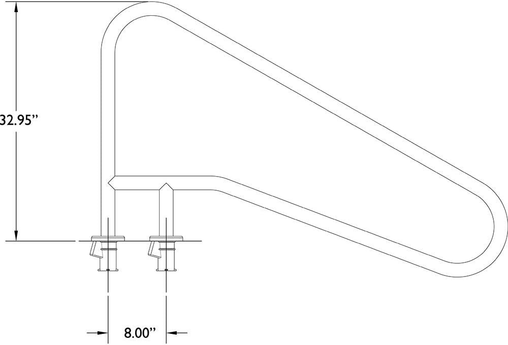 S.R. Smith DMS-102A 3-Bend Deck Mounted Pool Handrail Stainless
