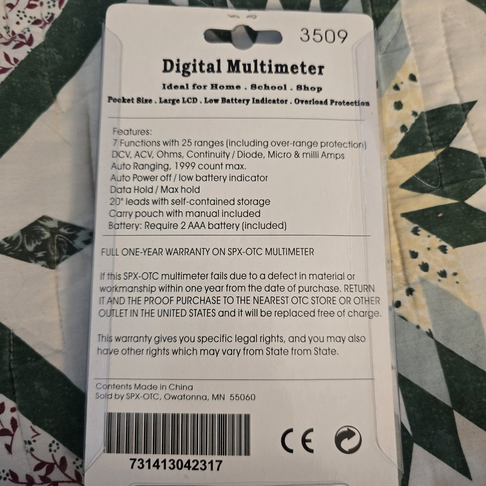 Digital Multimeter Tester 3509 In Original Package