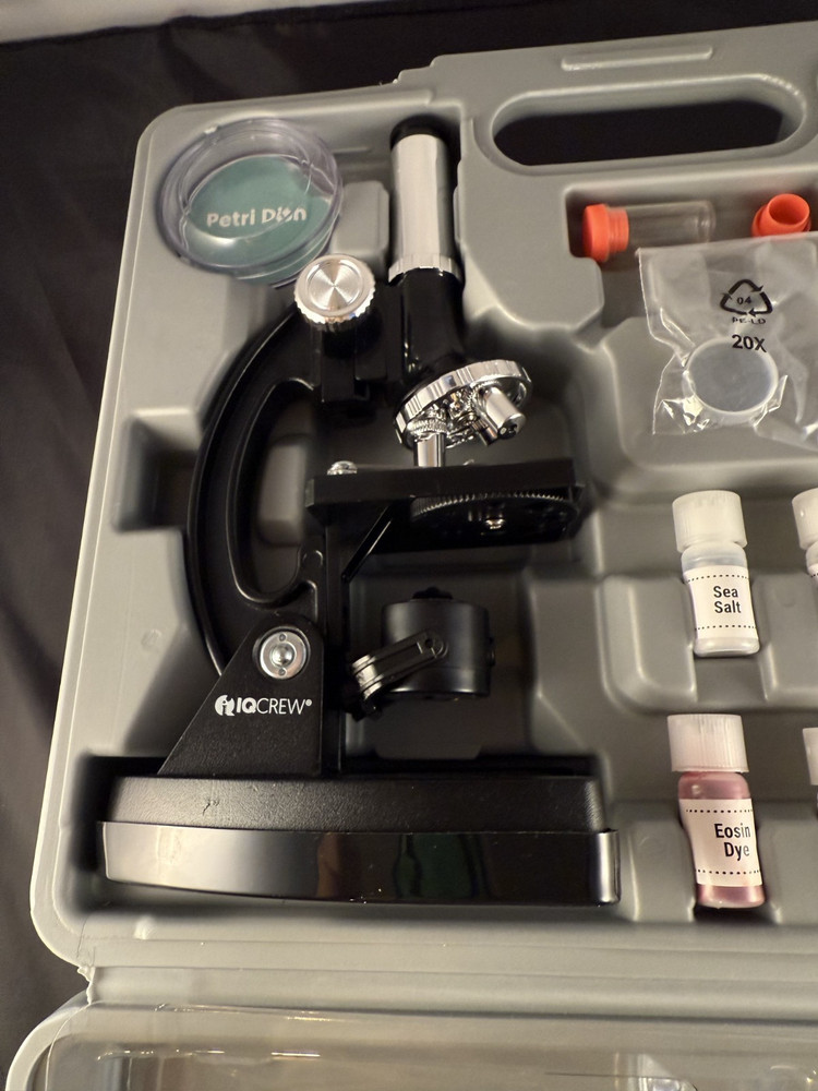 IQ Crew 52-Piece 1200X Microscope Set for Students Stem Lab Kit