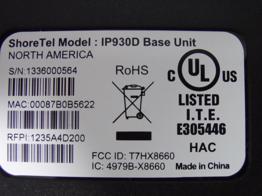 ShoreTel IP930D 930D IP Phone Dect Wireless Phone Base Station