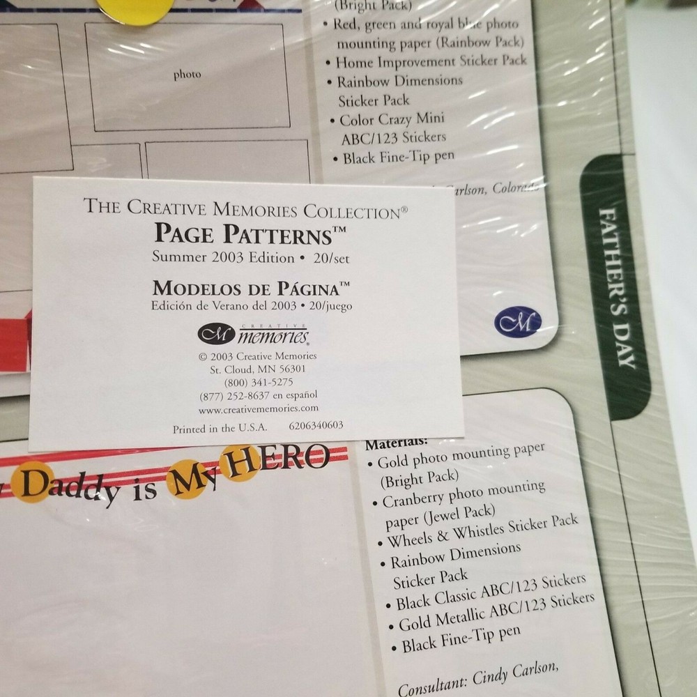 Creativ Memories PAGE PATTERNS AND TABBED DIVIDERS.