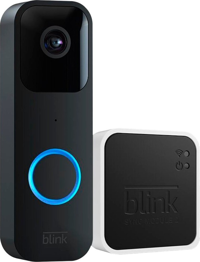 Blink Smart Wifi Video Doorbell – Wired/Battery, Sync Module 2 – Black