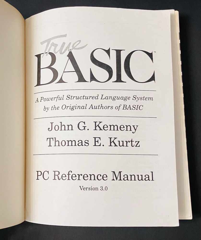 True BASIC v3.0 PC User Guide & Reference Manual Lot Kemeny Kurtz Vintage (1990)