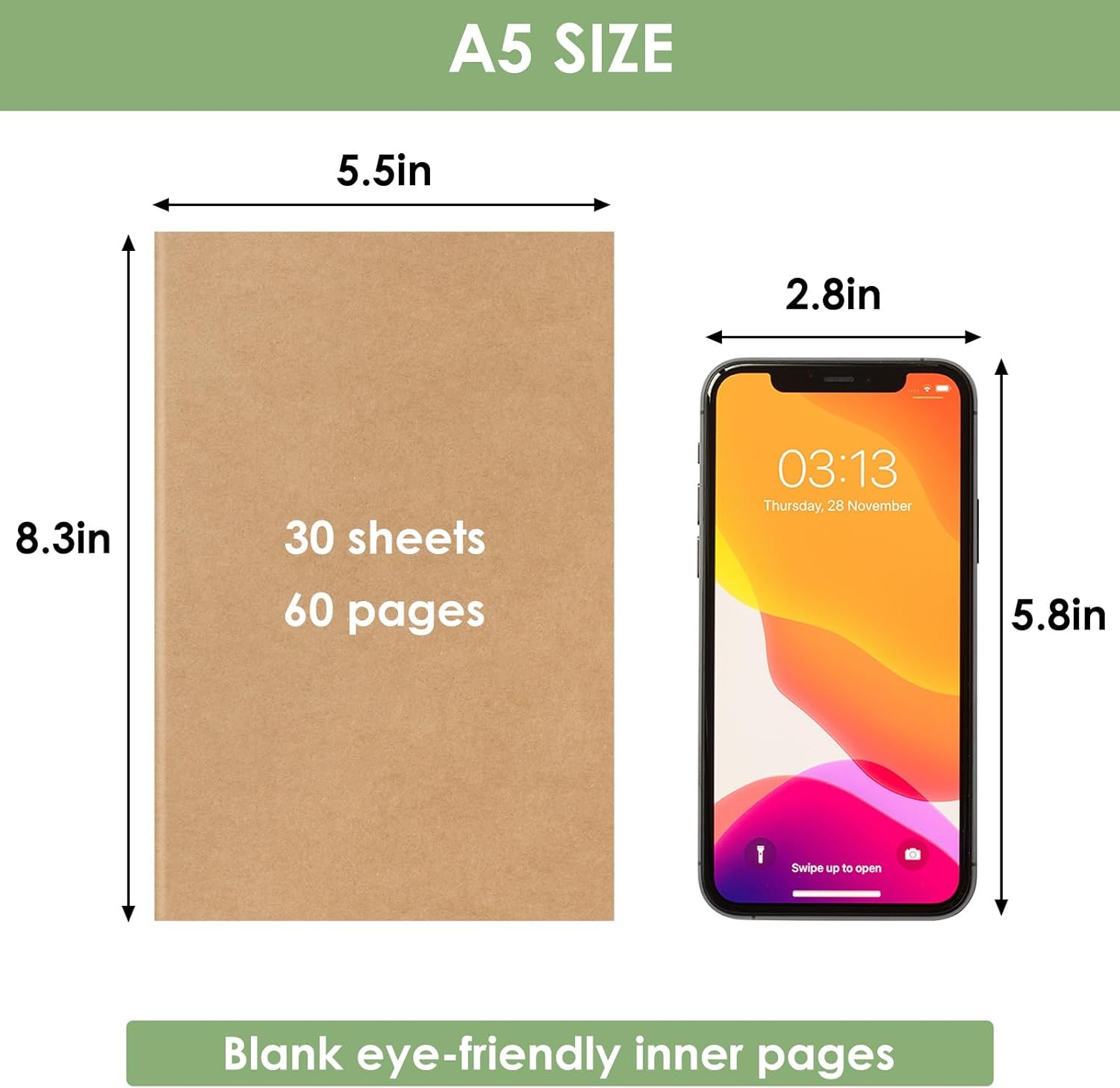 8 Pack Blank Kraft Notebooks Journals Notebook Sketch Drawing Pad Book Bulk for