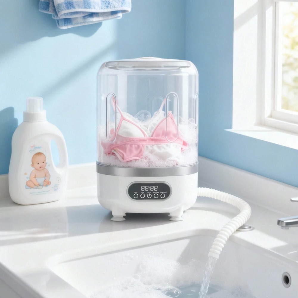 Portable Washing Machine Mini Washer with USB/DC Power & Battery White Compact