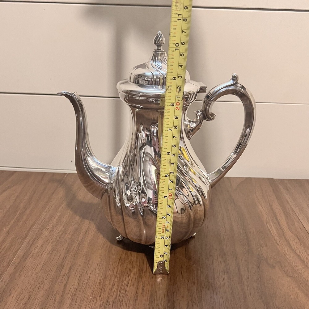 WMF Silver plate Coffee Tea Set 5pc with Tray 18in Swirl Pattern Germany