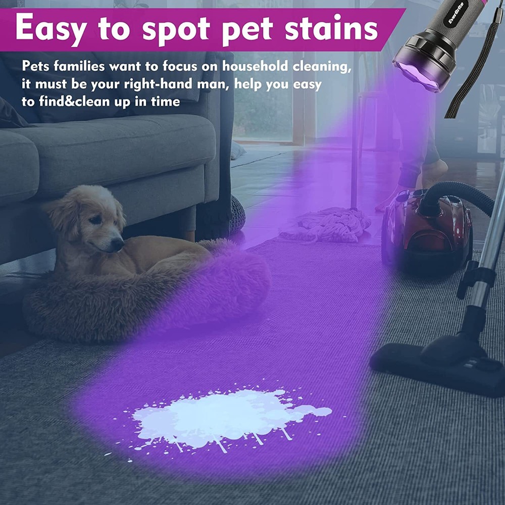 EverBrite Black Light Flashlight UV Flashlights Batteries Include Aluminum LED