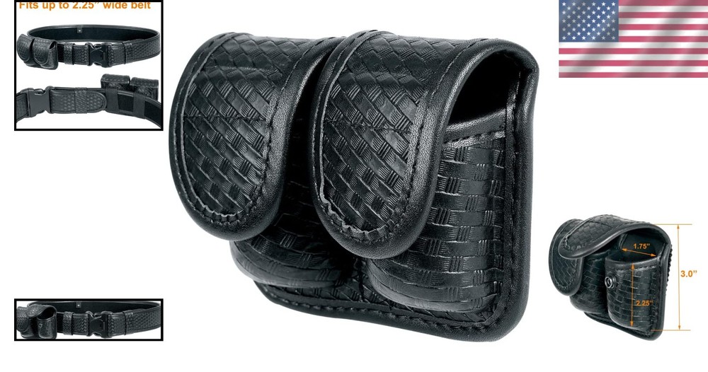 Secure Black Nylon Speed Loader Pouch for Two .38/.357 Loaders - Compact Design