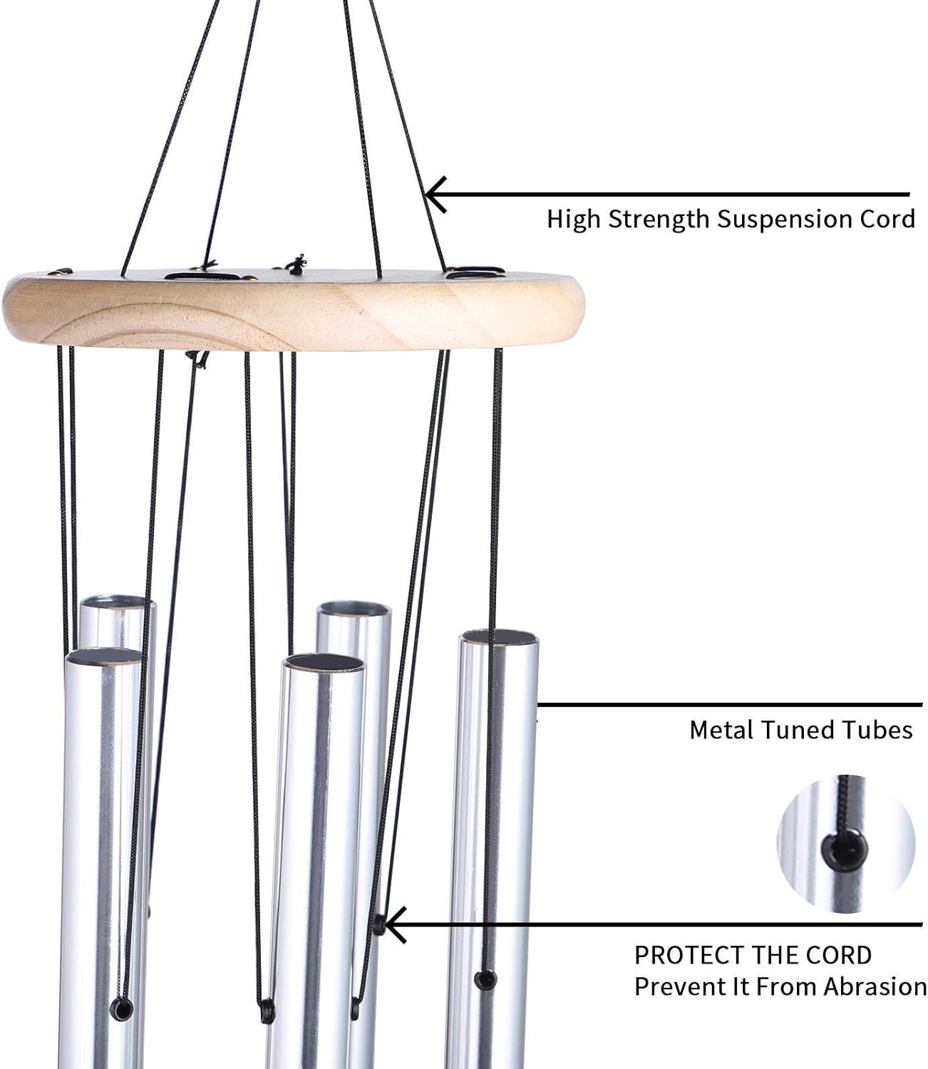 5' Big Extra Large 57" Wind Chime Deep Tone Tuned Resonant Bass Sound Church Win