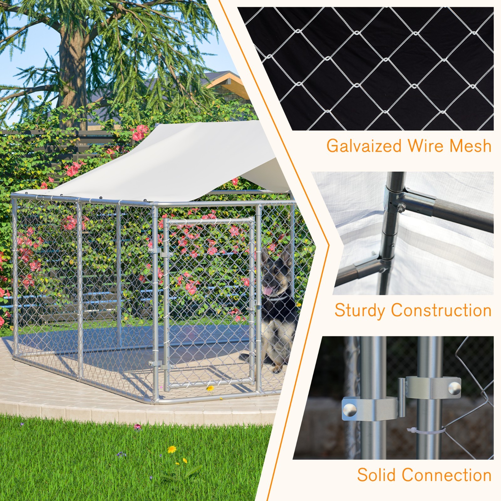 10x10ft Outdoor Pet Dog Run House Kennel Shade Cage Enclosure w/ Cover Playpen