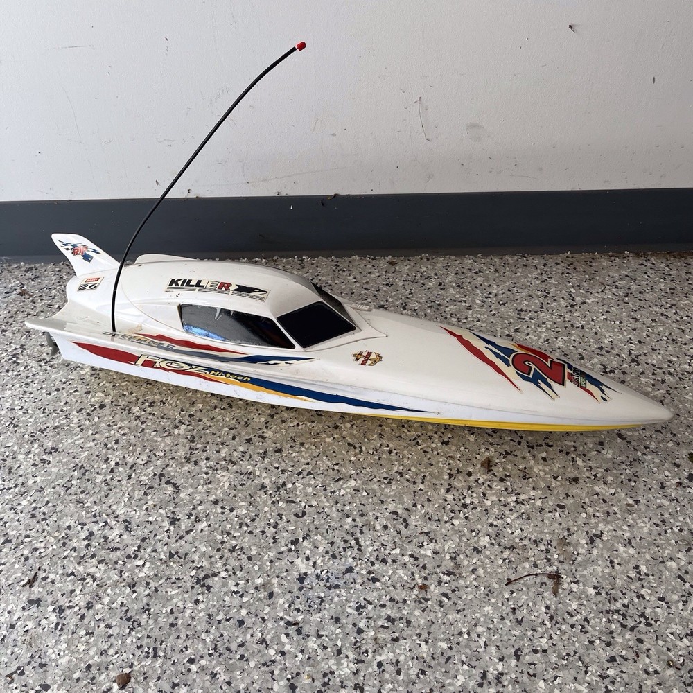 Vintage Super Power Wingrush R/C Speed Boat With Remote Control Untested