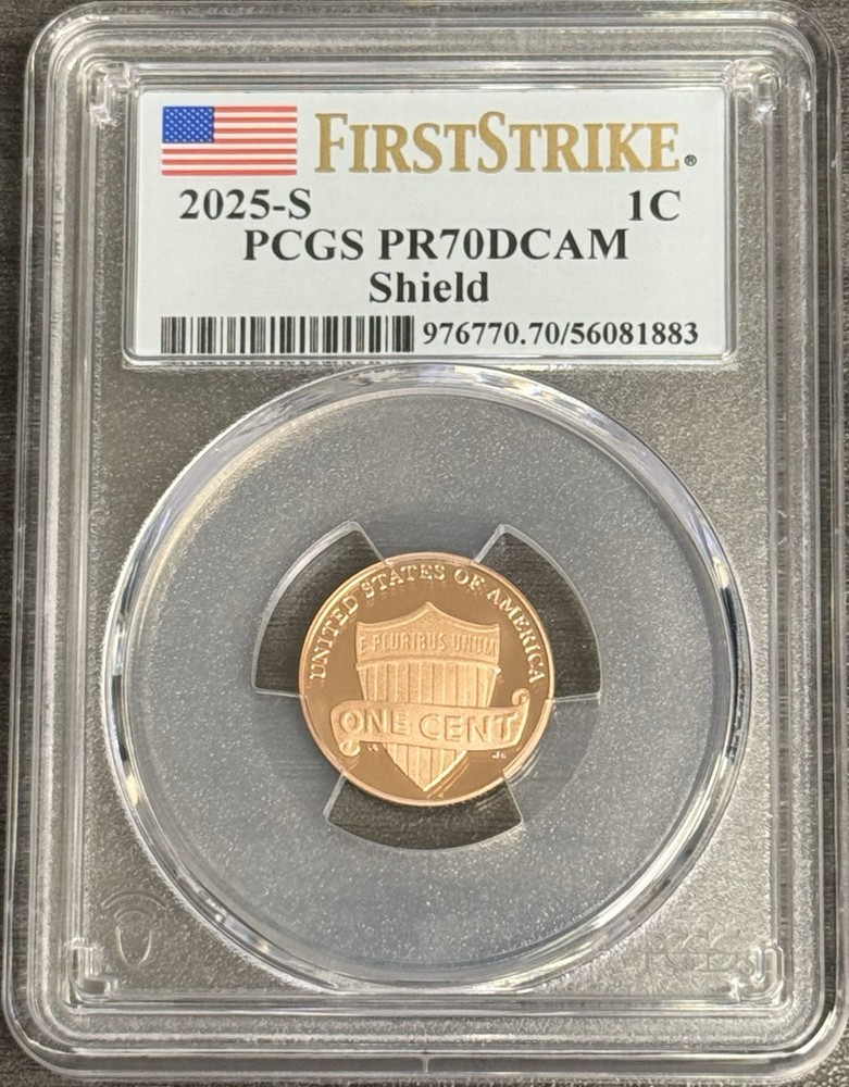 2025 S Proof Lincoln Shield Cent PCGS PR70DCAM First Strike