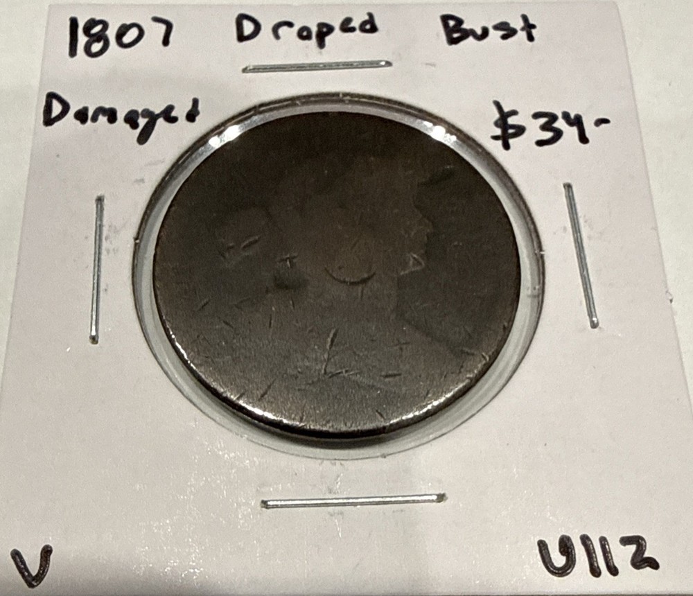 1807 Draped Bust Large Cent 1C US Coin - Damaged (U112)