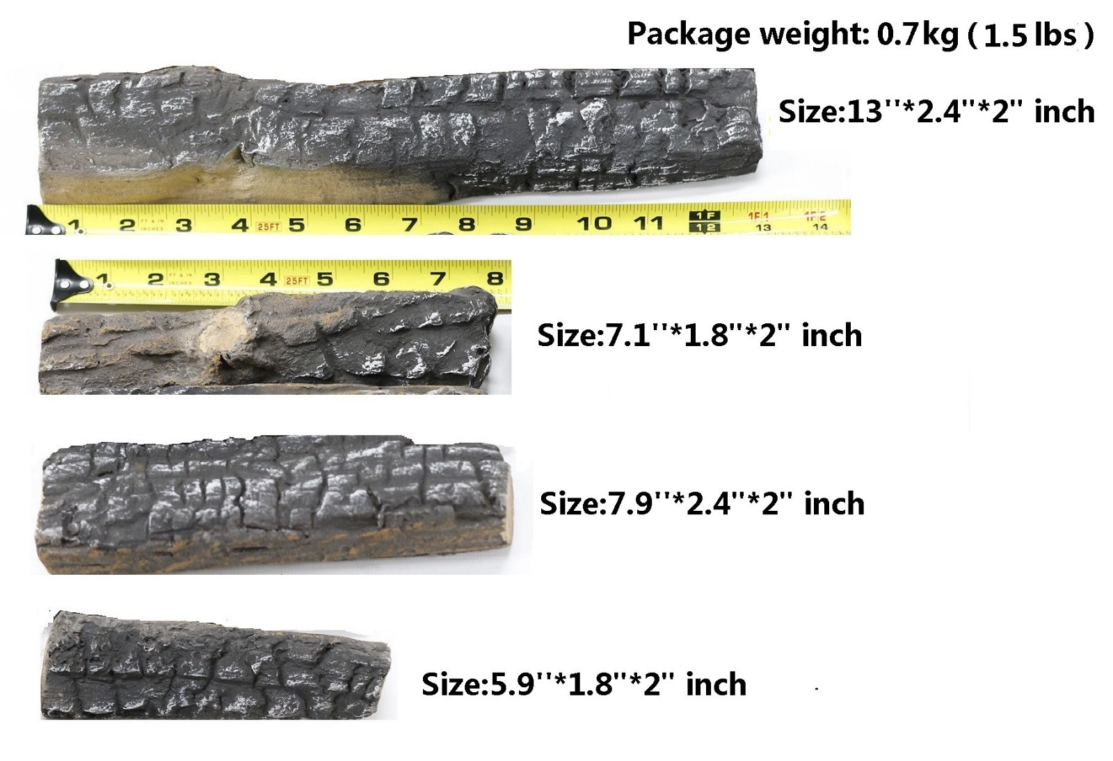 4 Pcs Ceramic fiber Small Logs for all Gas Ethanol Fireplaces Stoves firepit