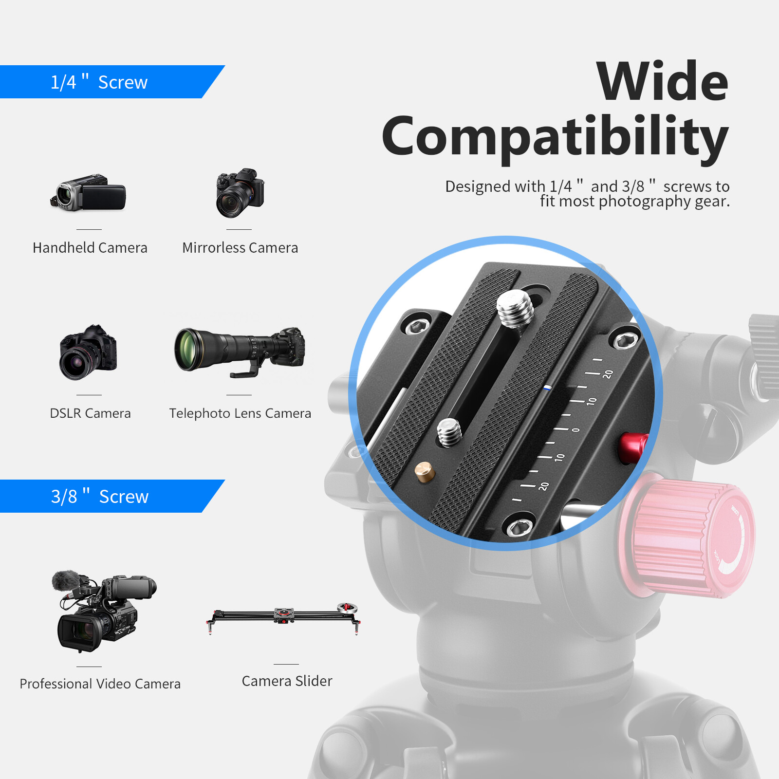 Neewer 79”/200cm Video Tripod Heavy Duty Aluminum Alloy Camera Tripod Stand