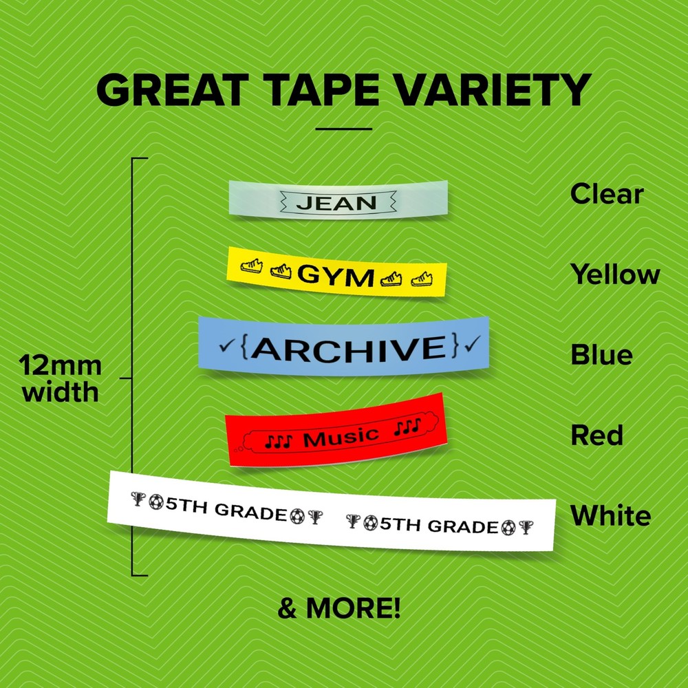 DYMO Label Maker Machine with Tape - 100H machine + 3 Tapes, Silver, Grey