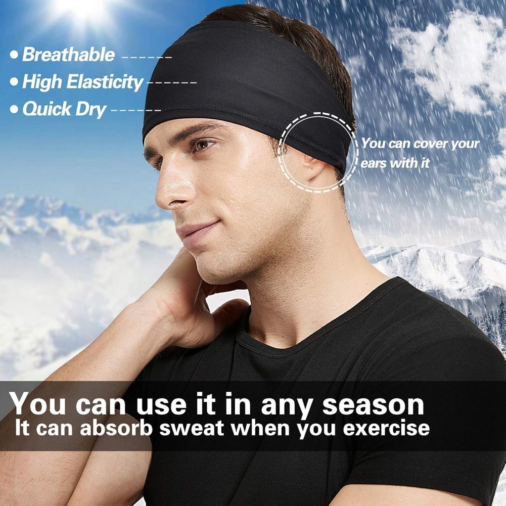 5 Pack Workout Headbands - Moisture Wicking Sports Sweatbands for Men & Women