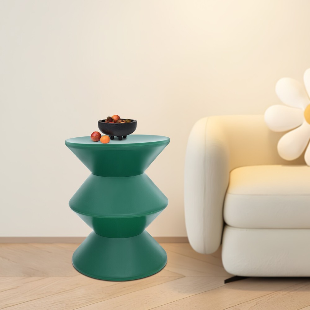 Green Side Table, PET Sofa Side Table, Modern Round End Table for Indoor Use