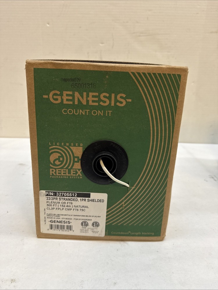 Genesis 32705512 22/2-Pair Stranded 1-Pair Shielded Cable, Plenum 500ft