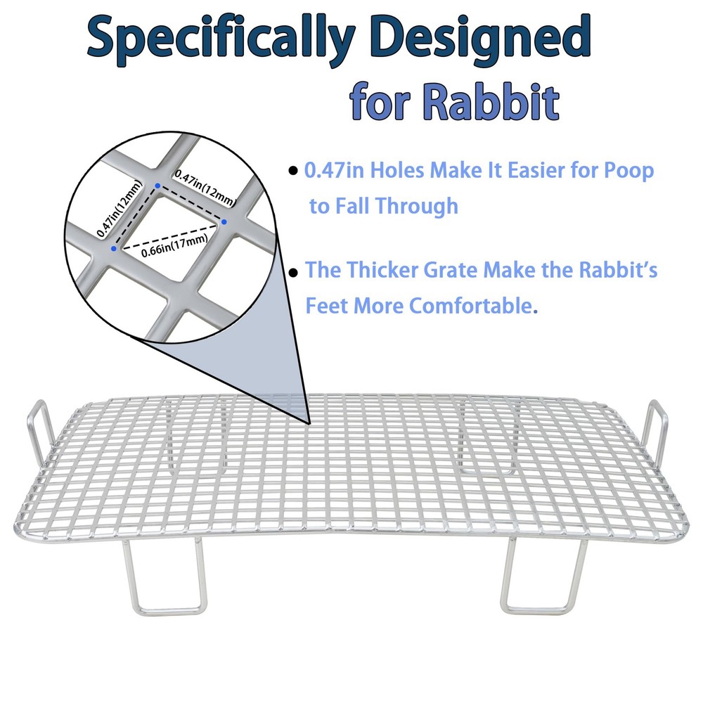Large Stainless Steel Rabbit Litter Box with Widened Grid and Deep Storage