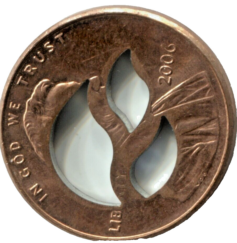 FIRE CUT-OUT LINCOLN CENT - VARIOUS DATES - MH 002