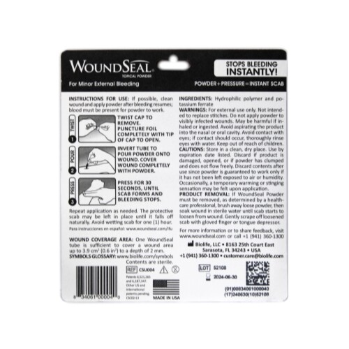 Woundseal Powder 4 Ea Stops Bleeding Instantly!