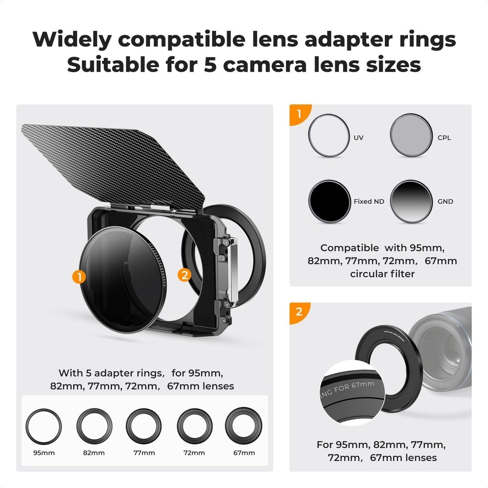 Professional DSLR Matte Box Featuring Expandable Design and Protective Pouch