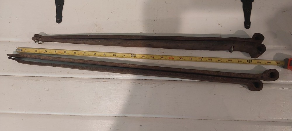 Antique (2) Pair Oversized Wrought Iron Strap Hinges (24"+) -Rustic Barn Door-