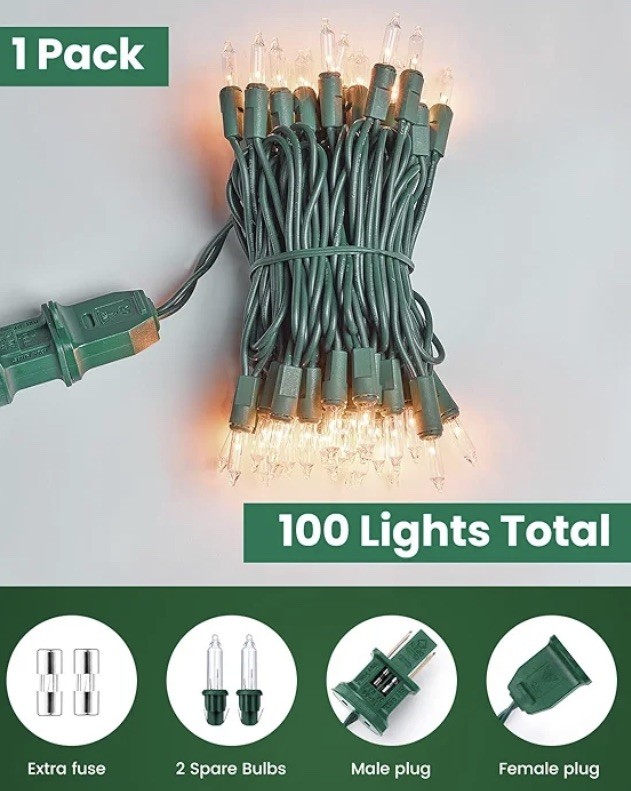 2 Packs NEW Holiday Time Clear LED 100 Mini Lights Green Wire 200 Total Lights